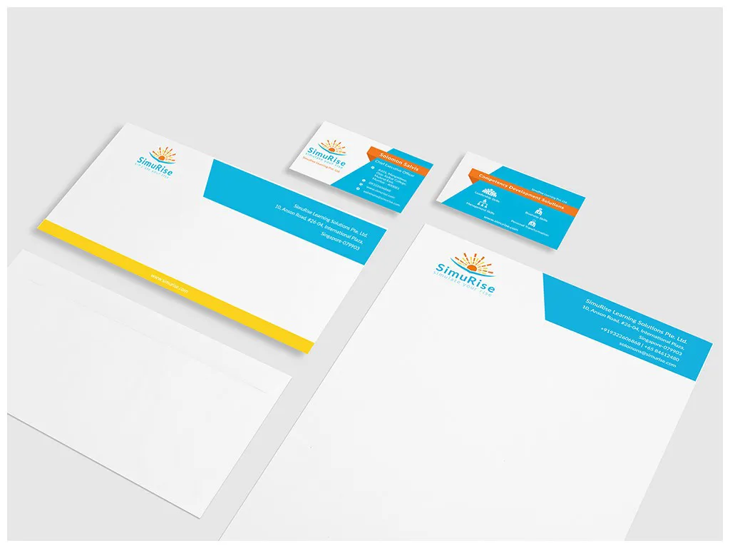 SimuRise Training Organization Website - Brand Design Stationery